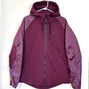 🦖JORDAN BURGUNDY MEN’S THERMA-FIT FULL ZIP HOODIE SIZE-L